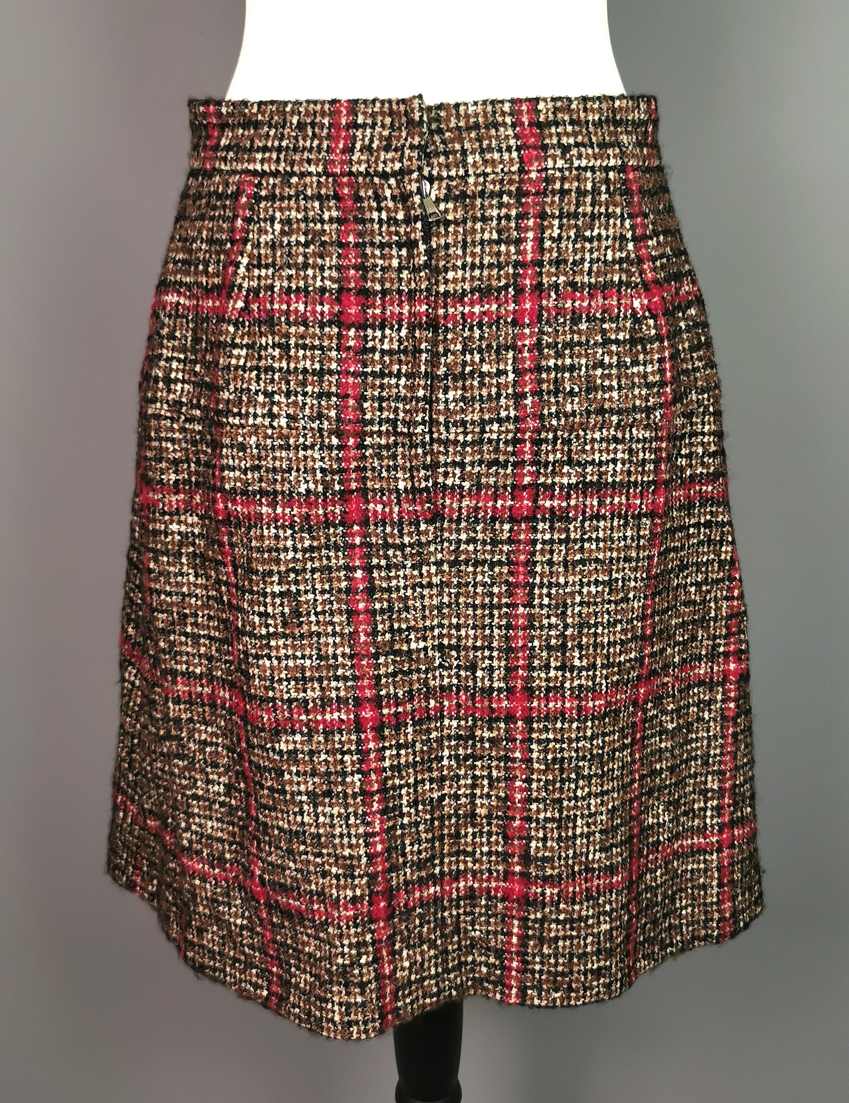 Black Dolce and Gabbana tweed pleat front skirt  For Sale