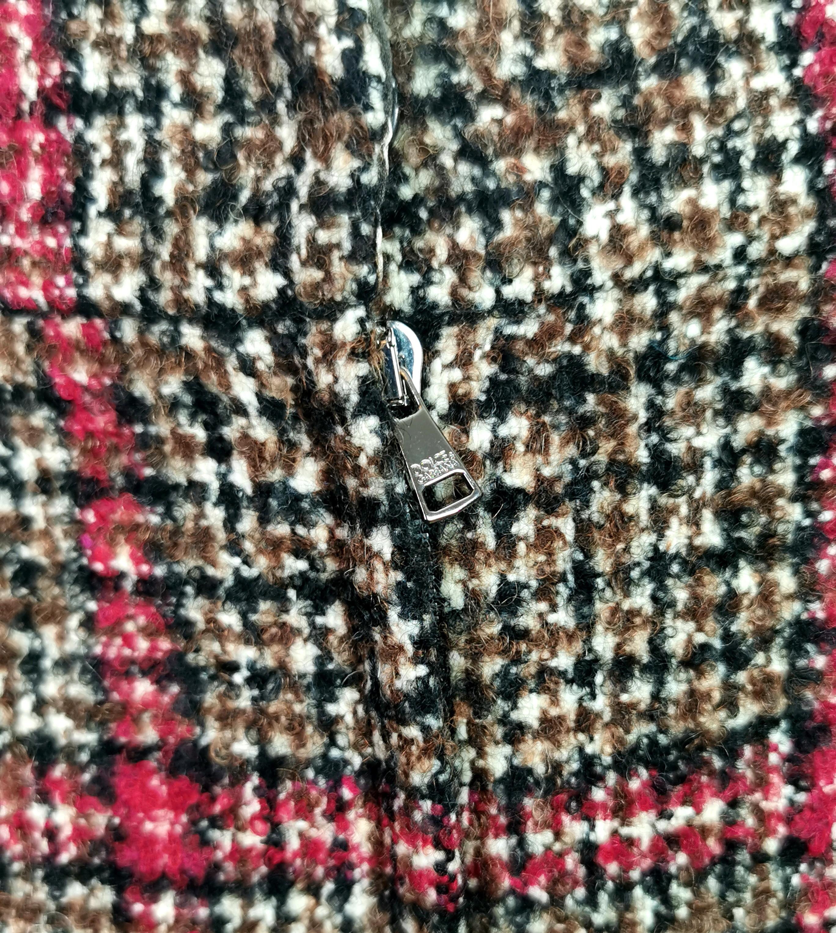 Dolce and Gabbana tweed pleat front skirt For Sale 2
