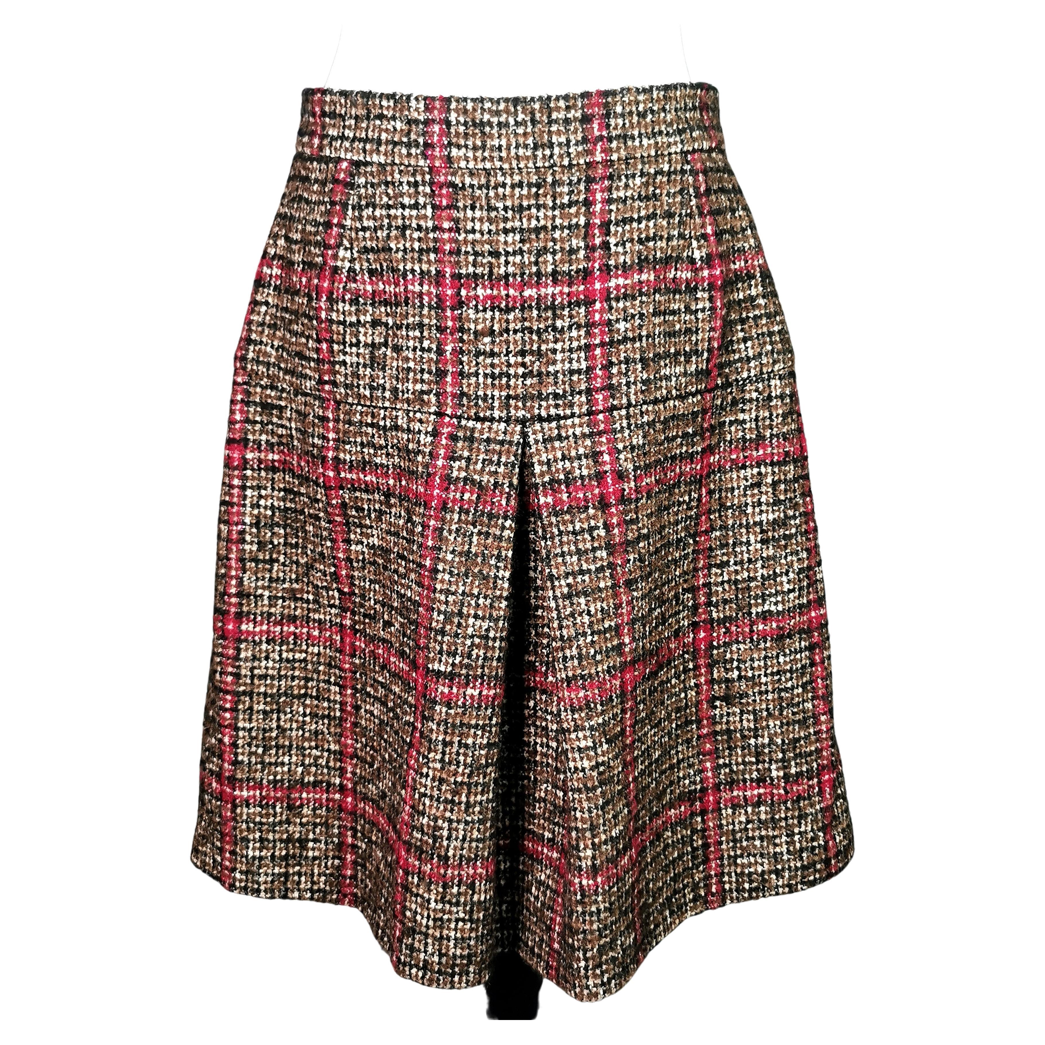 Dolce and Gabbana tweed pleat front skirt  For Sale