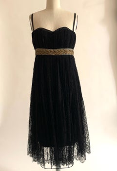Dolce and Gabbana Unworn 2006 Black Lace Dress with Gold Laurel Trim Ad Campaign