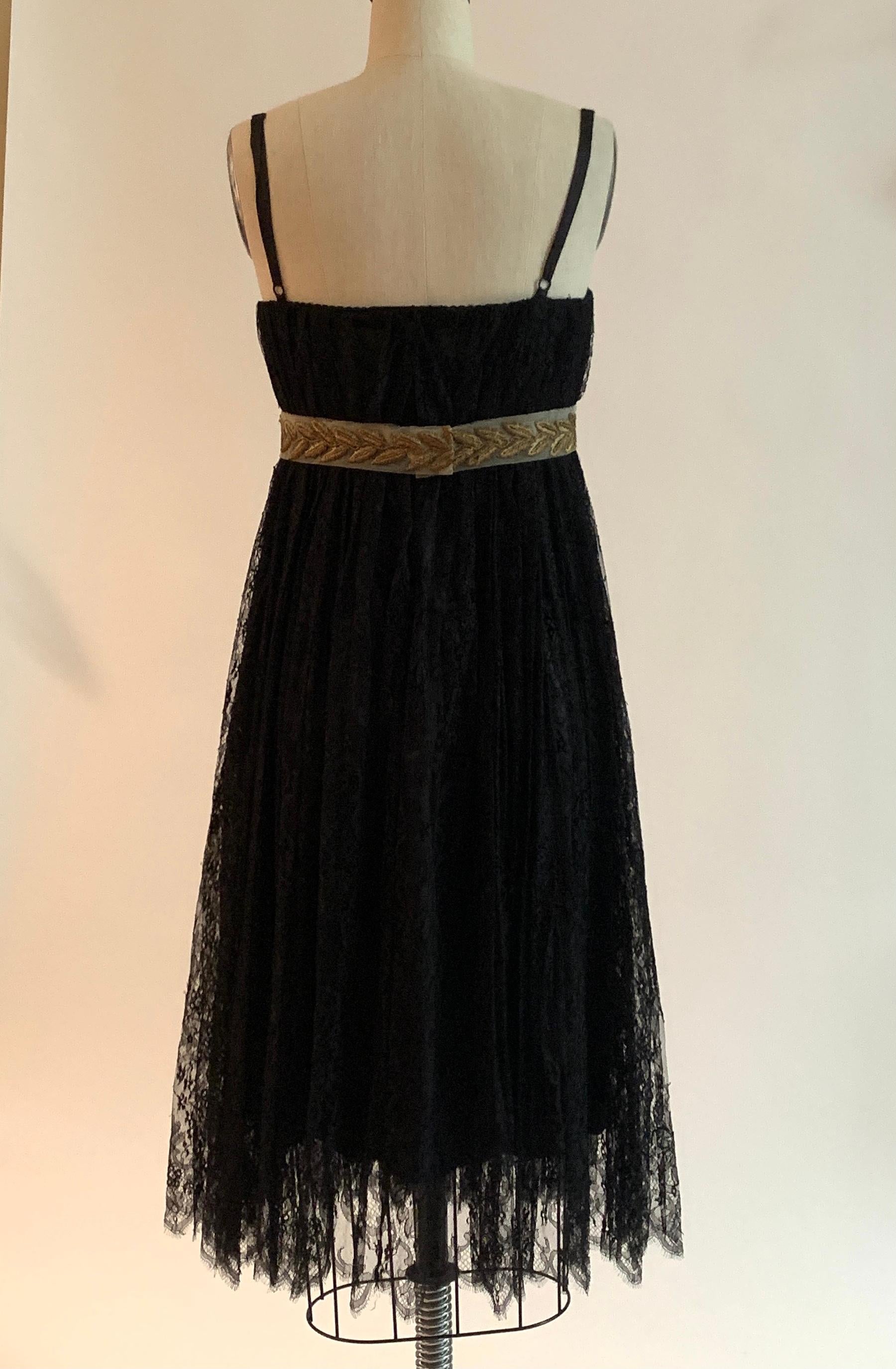 Dolce and Gabbana Unworn 2006 Black Lace Dress with Gold Laurel Trim Ad ...