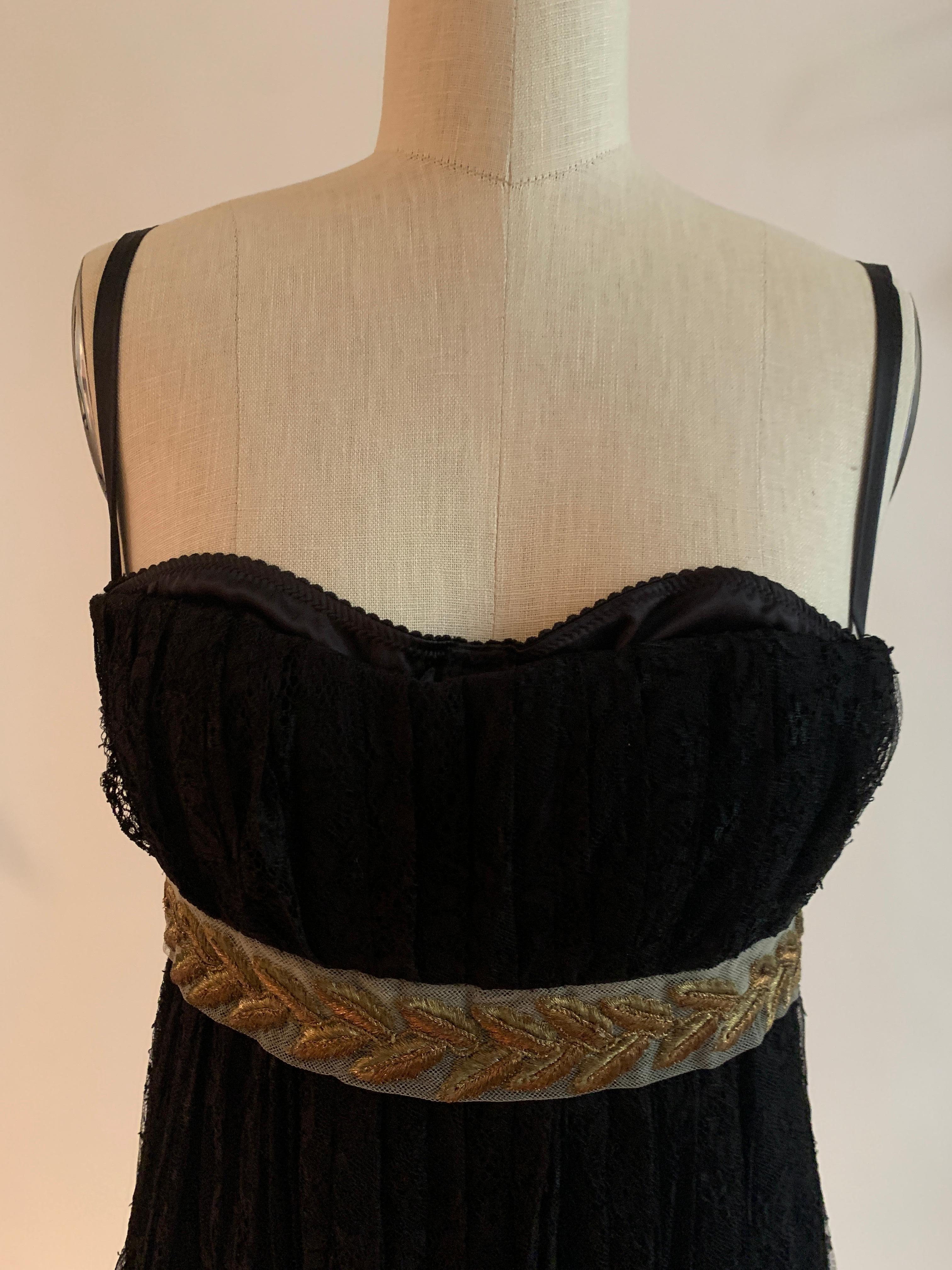 Dolce and Gabbana Unworn 2006 Black Lace Dress with Gold Laurel Trim Ad Campaign In Excellent Condition For Sale In San Francisco, CA