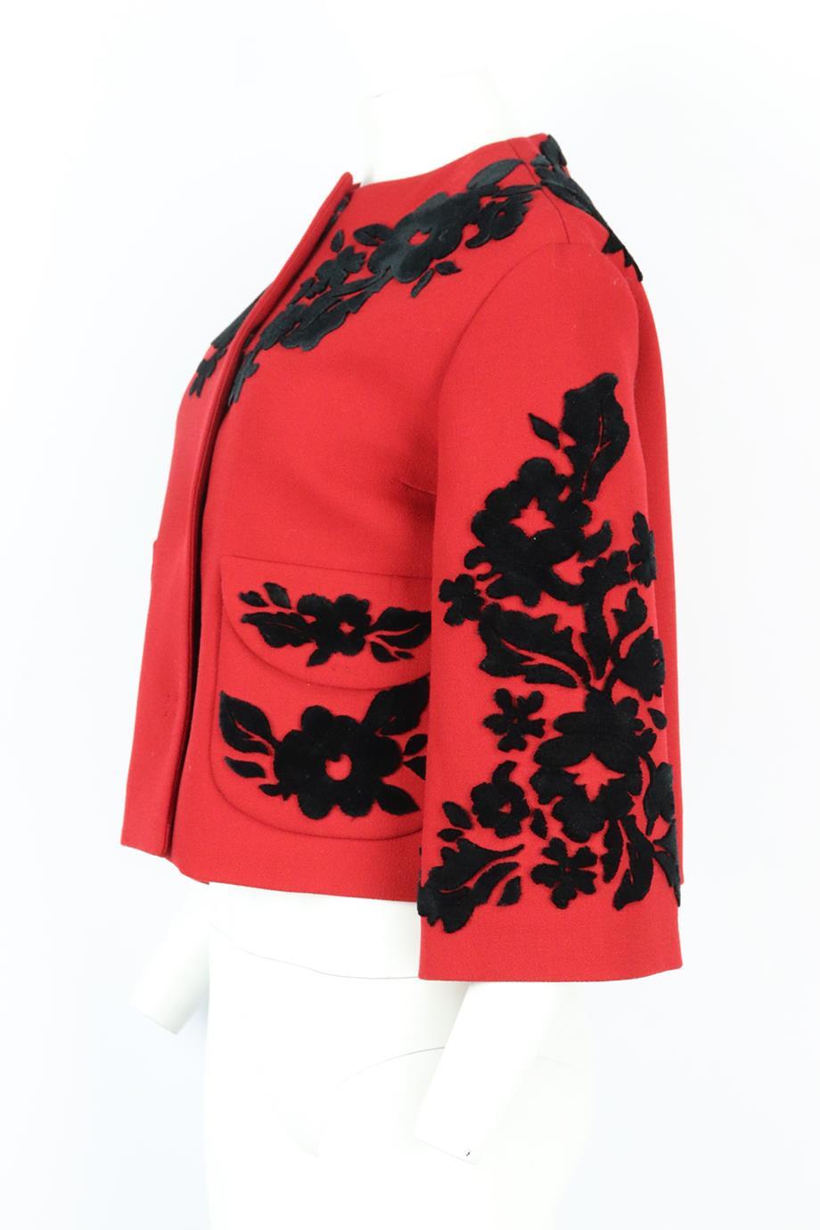Red Dolce And Gabbana Velvet And Wool Blend Crepe Jacket It 40 Uk 8