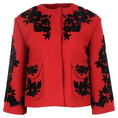 Dolce And Gabbana Velvet And Wool Blend Crepe Jacket It 40 Uk 8