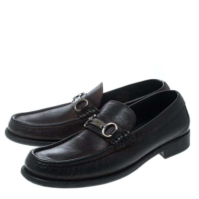 Dolce and Gabbana Vintage Brown Leather Loafers Size 43.5 For Sale at ...