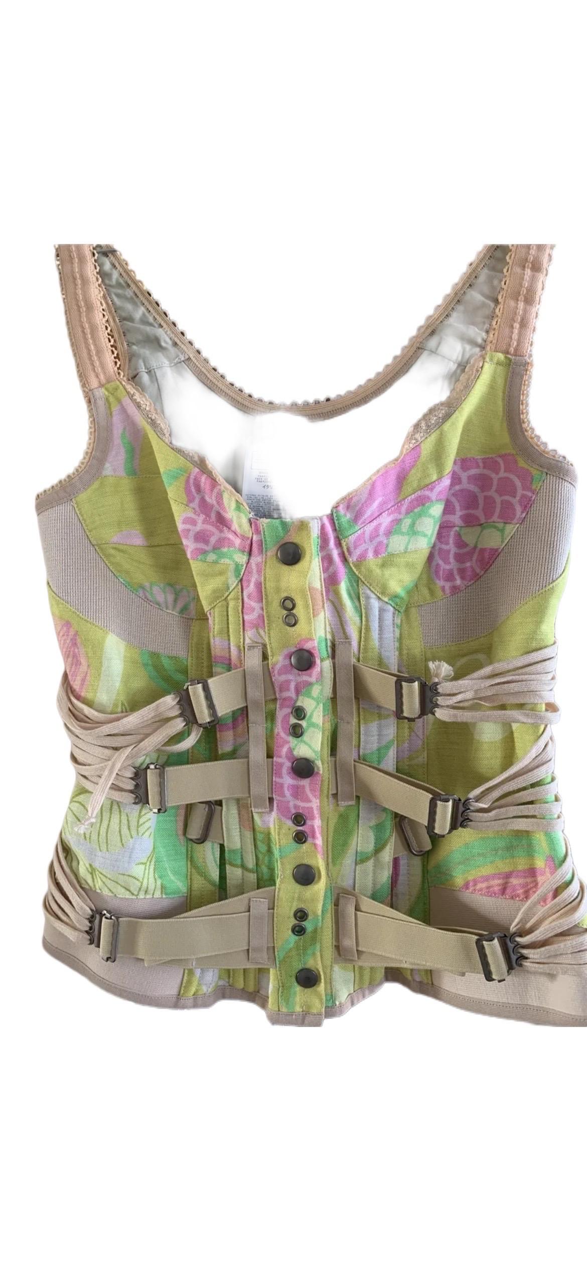 Dolce and Gabbana Rare vintage Bondage corset.


This ultra Rare corset top is a spectacular design form Dolce & Gabbana.


With its pastel multicolours it's a sure thing for the coming warm months ahead.


Metal buttons up the front and tie corset