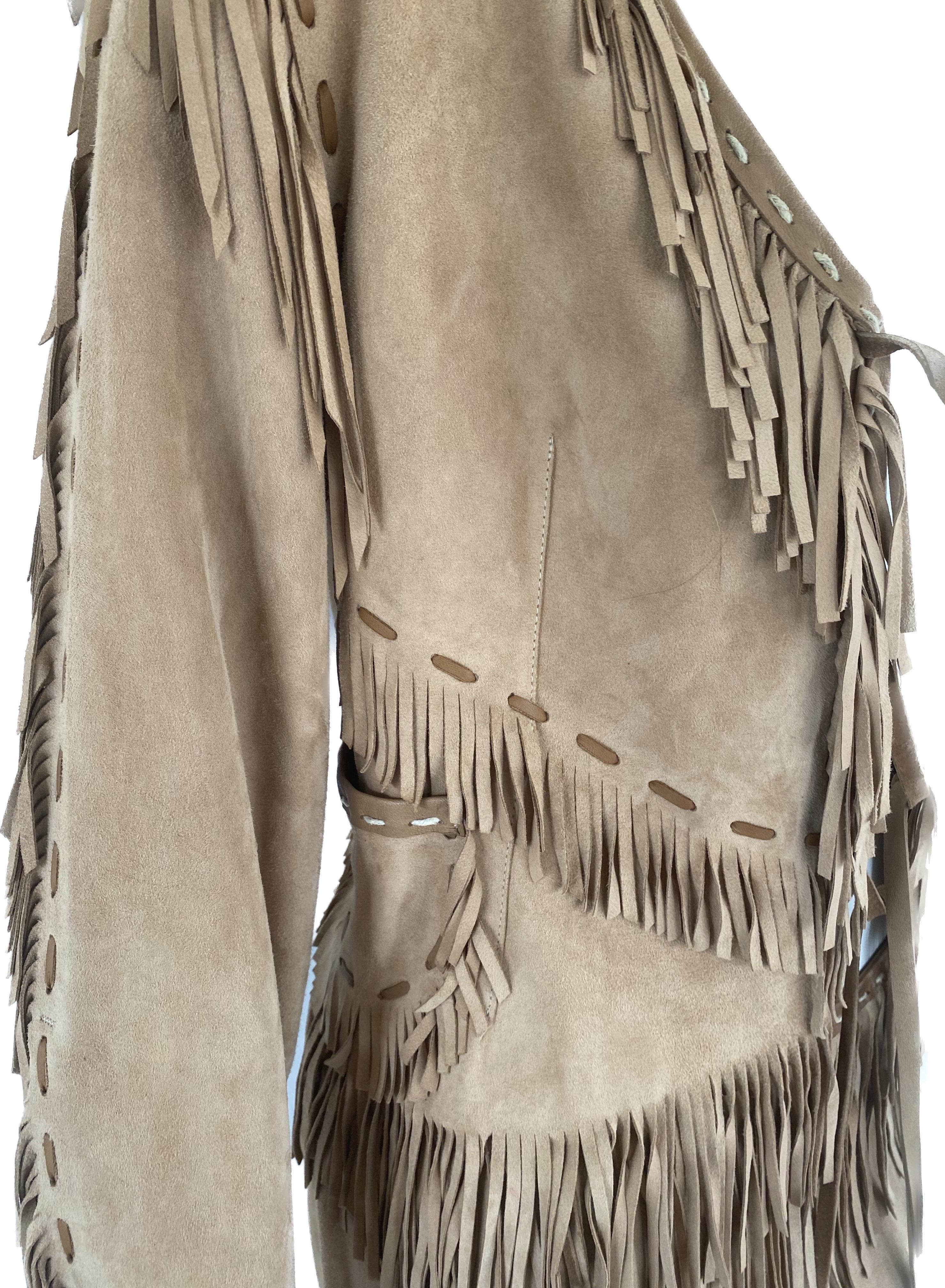 Dolce and Gabbana Vintage Y2K Fringe Suede Whip Stitch Skirt Suit 6