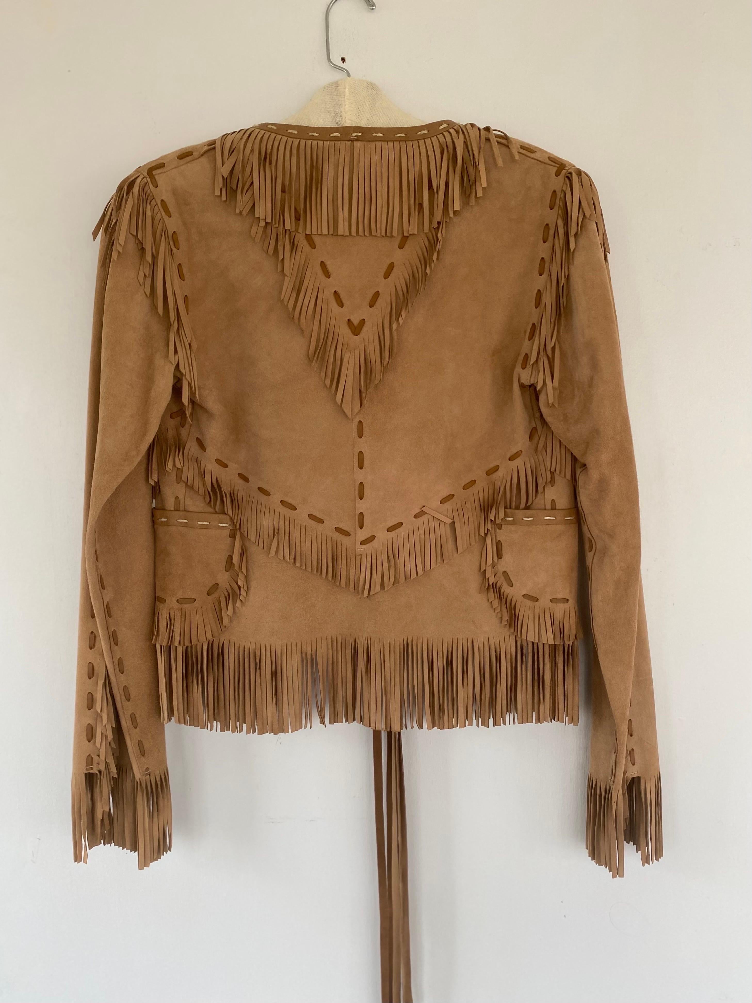 Dolce and Gabbana Vintage Y2K Fringe Suede Whip Stitch Skirt Suit 11