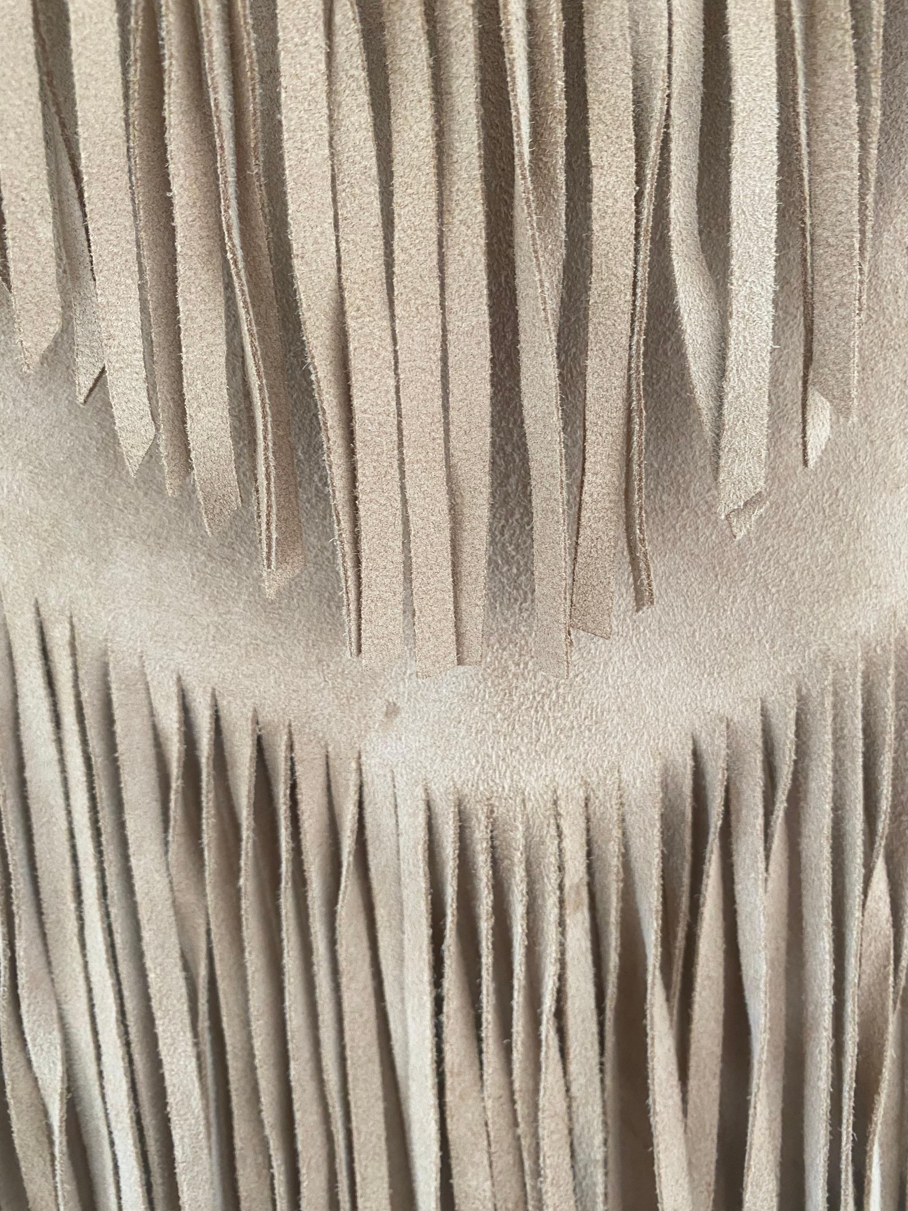 Dolce and Gabbana Vintage Y2K Fringe Suede Whip Stitch Skirt Suit 14