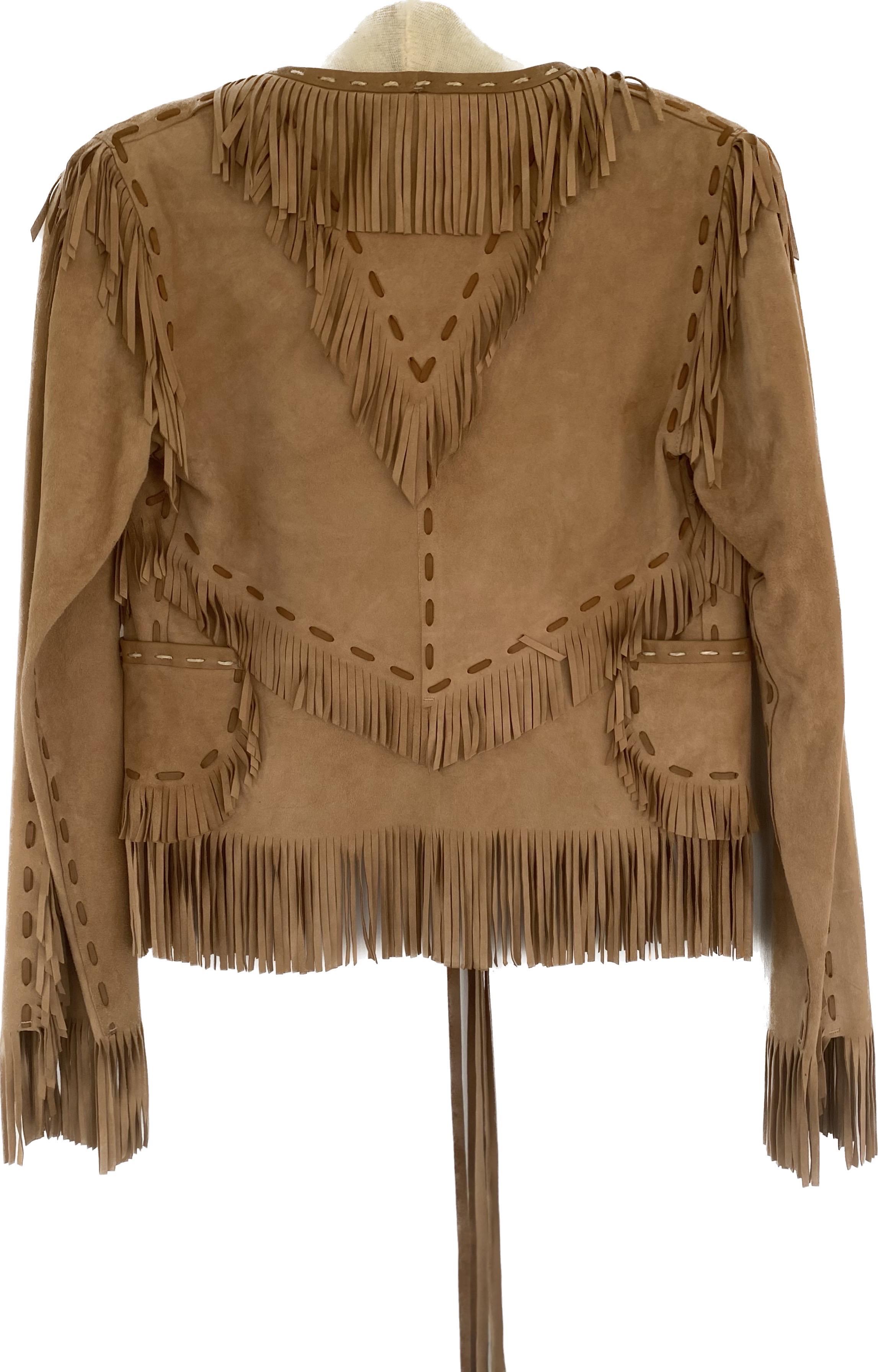 Women's Dolce and Gabbana Vintage Y2K Fringe Suede Whip Stitch Skirt Suit
