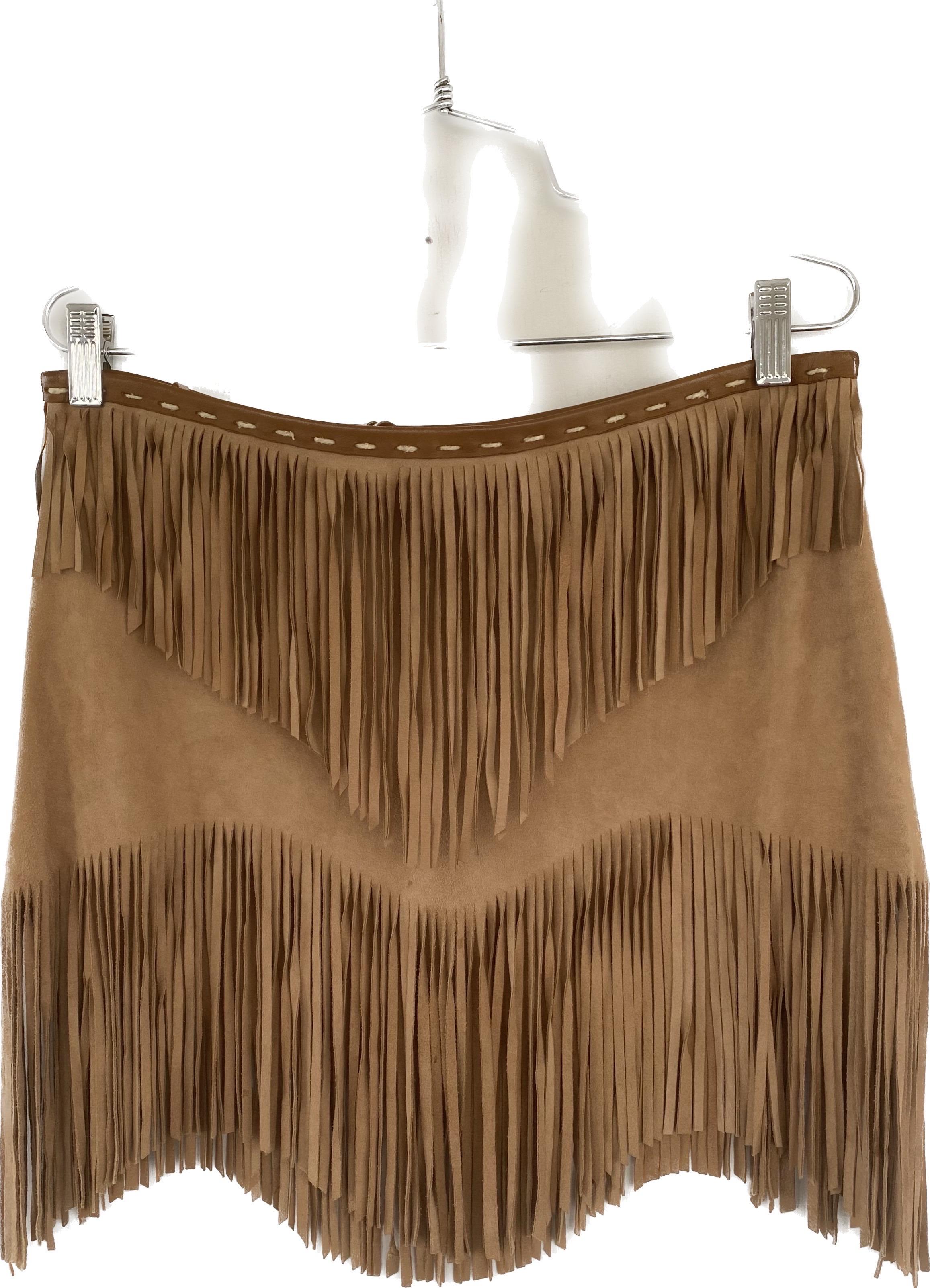 Dolce and Gabbana Vintage Y2K Fringe Suede Whip Stitch Skirt Suit 1