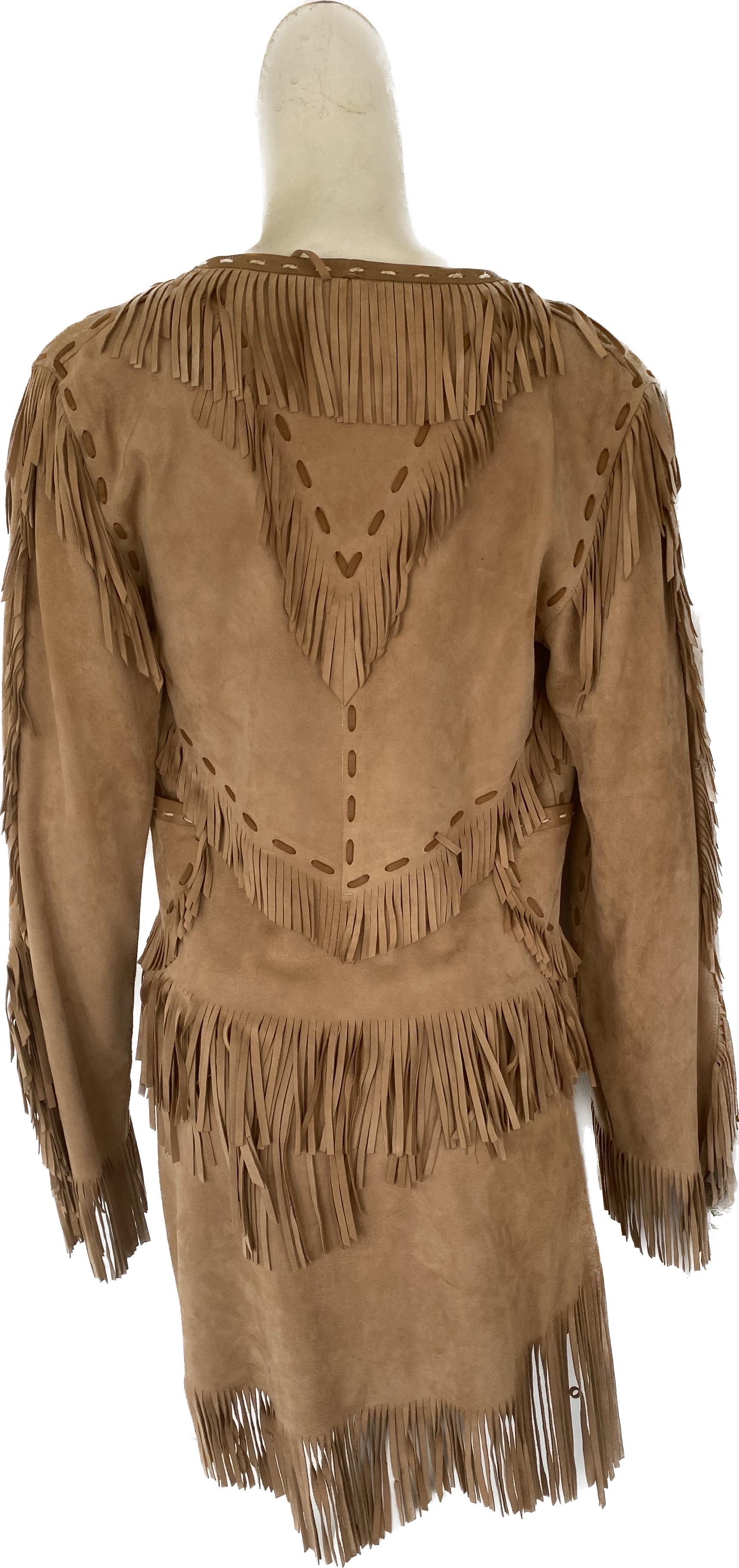 Dolce and Gabbana Vintage Y2K Fringe Suede Whip Stitch Skirt Suit 3