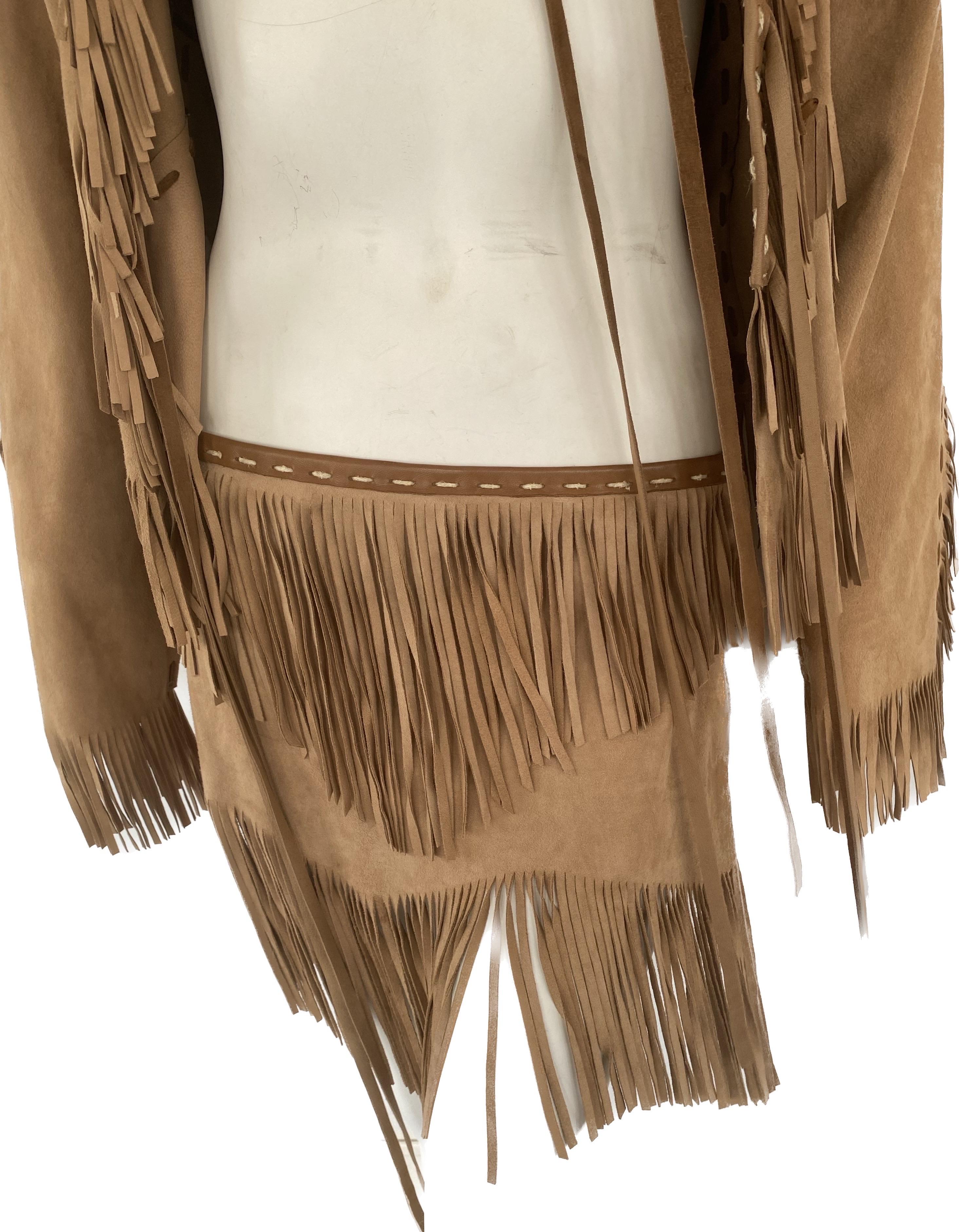 Dolce and Gabbana Vintage Y2K Fringe Suede Whip Stitch Skirt Suit 5