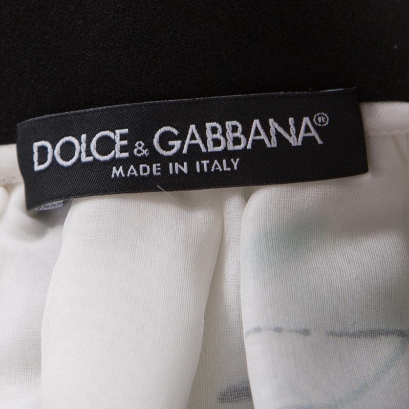 Women's Dolce and Gabbana White Brushstroke Printed Organza Midi Skirt M