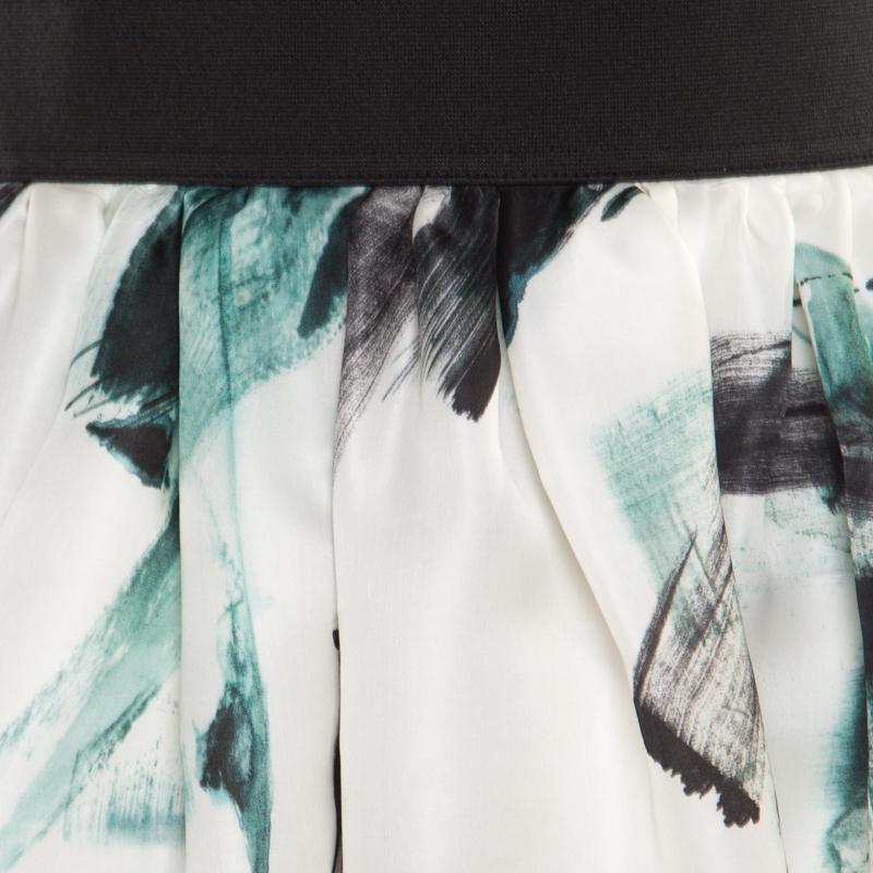 Dolce and Gabbana White Brushstroke Printed Organza Midi Skirt M 1