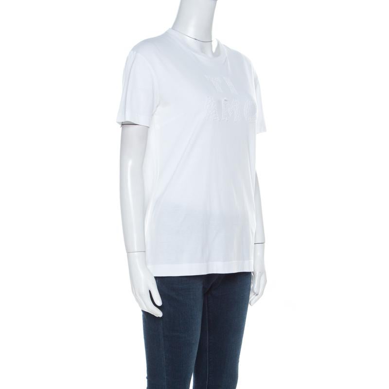Gray Dolce and Gabbana White Cotton Ti Amo Applique T Shirt S