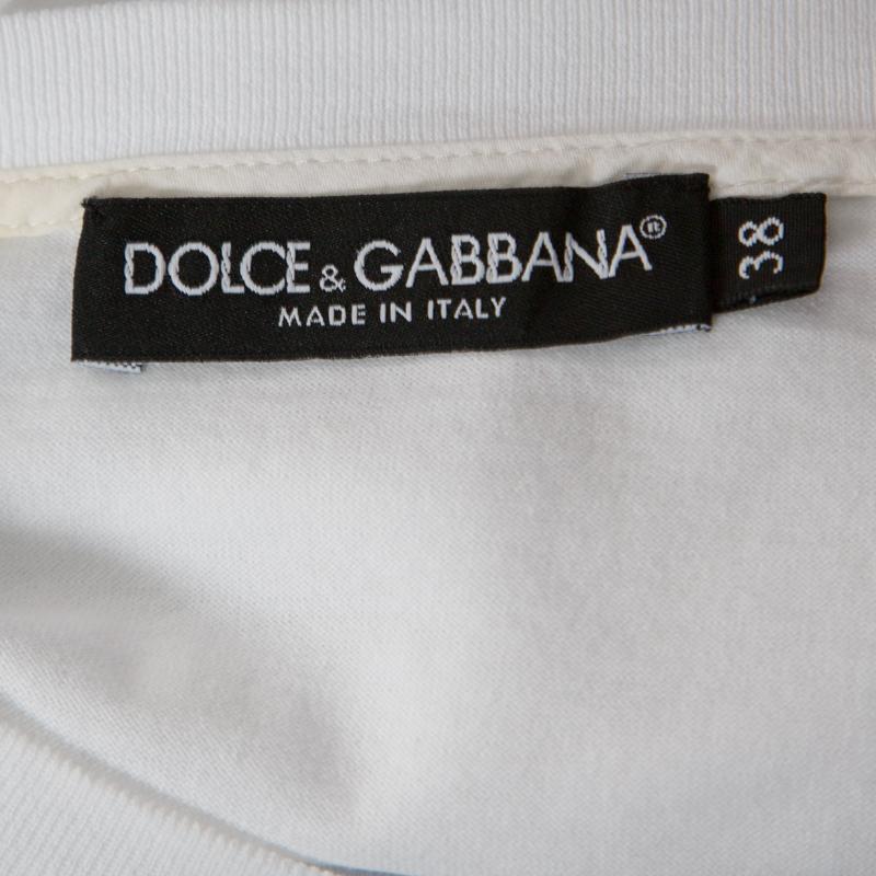 Women's Dolce and Gabbana White Cotton Ti Amo Applique T Shirt S