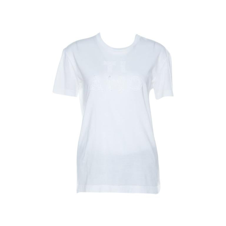 Dolce and Gabbana White Cotton Ti Amo Applique T Shirt S