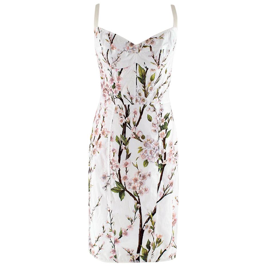 Dolce and Gabbana White Floral Bustier Dress - Size US 4 For Sale