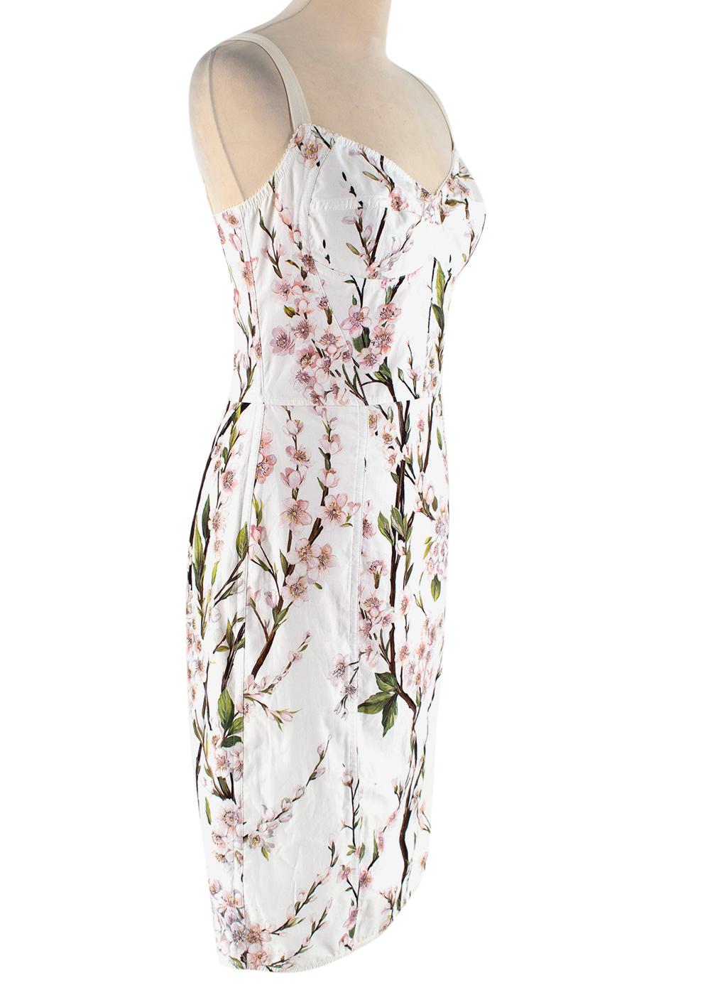 Dolce and Gabbana White Floral Bustier Dress - Size US 4 1