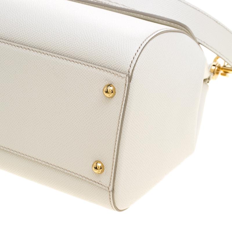 Women's Dolce and Gabbana White Leather Large Miss Sicily Tote