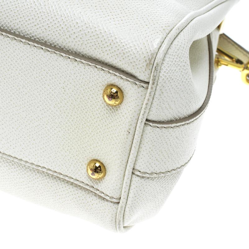 Women's Dolce and Gabbana White Leather Miss Sicily Double Zip Top Handle Bag