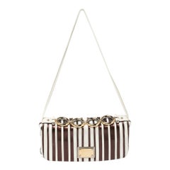Dolce and Gabbana White/Metallic Leather Miss Deco Shoulder Bag