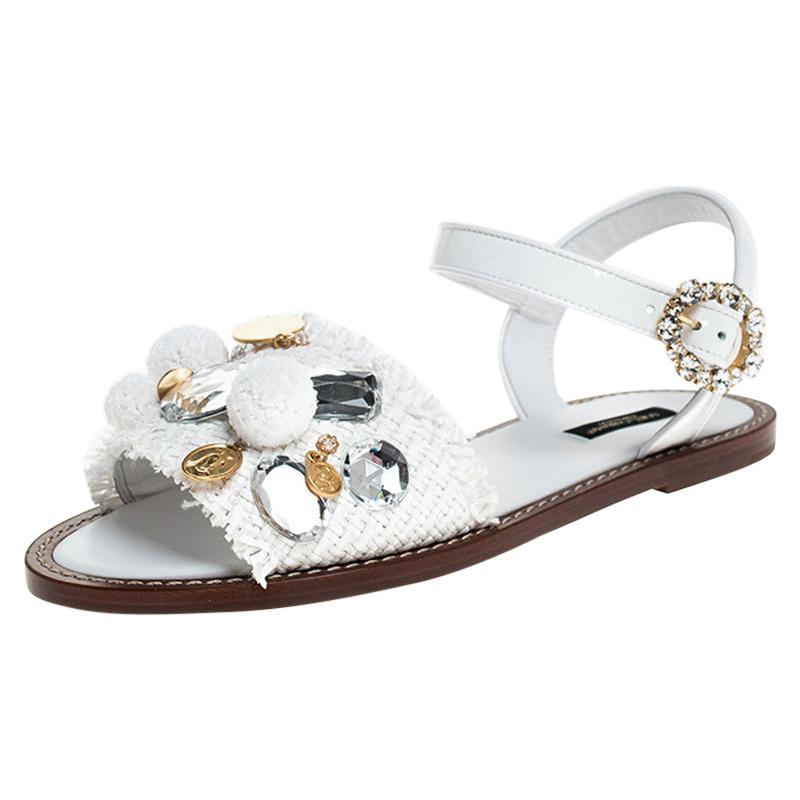 crystal embellished flat sandals