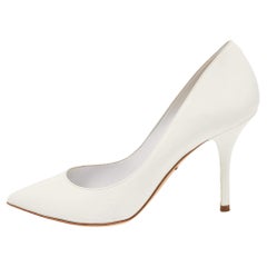 Dolce and Gabbana White Patent Leather Pointed Toe Pumps Size 36.5