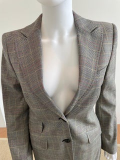 Dolce and Gabbana Wool Plaid Peak Lapel Blazer with Matching Pants Suit