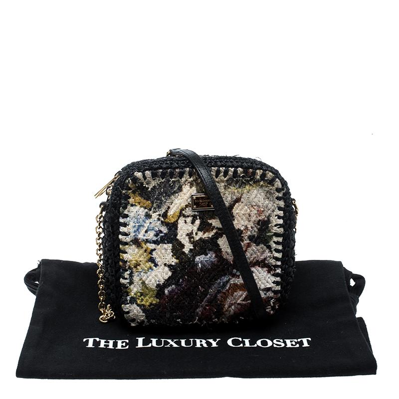 Dolce and Gabbana Woven Fabric and Raffia Shoulder Bag 6
