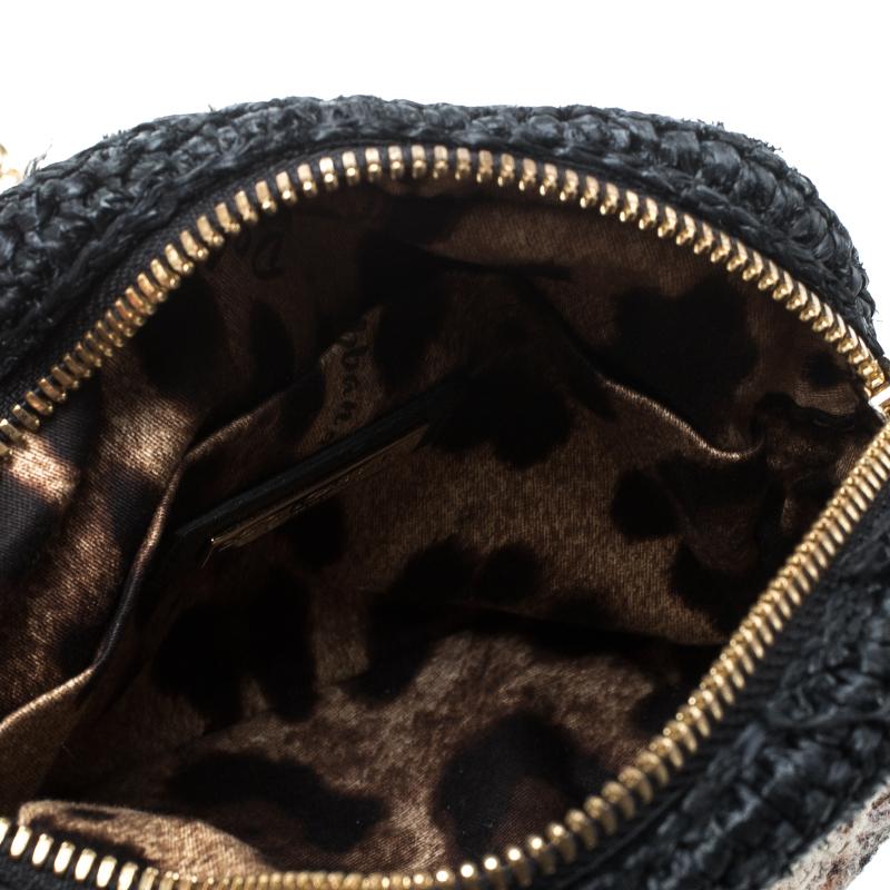 Dolce and Gabbana Woven Fabric and Raffia Shoulder Bag 3