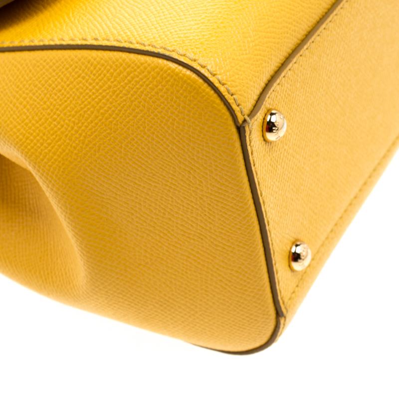 Dolce and Gabbana Yellow Leather Medium Miss Sicily Tote 6