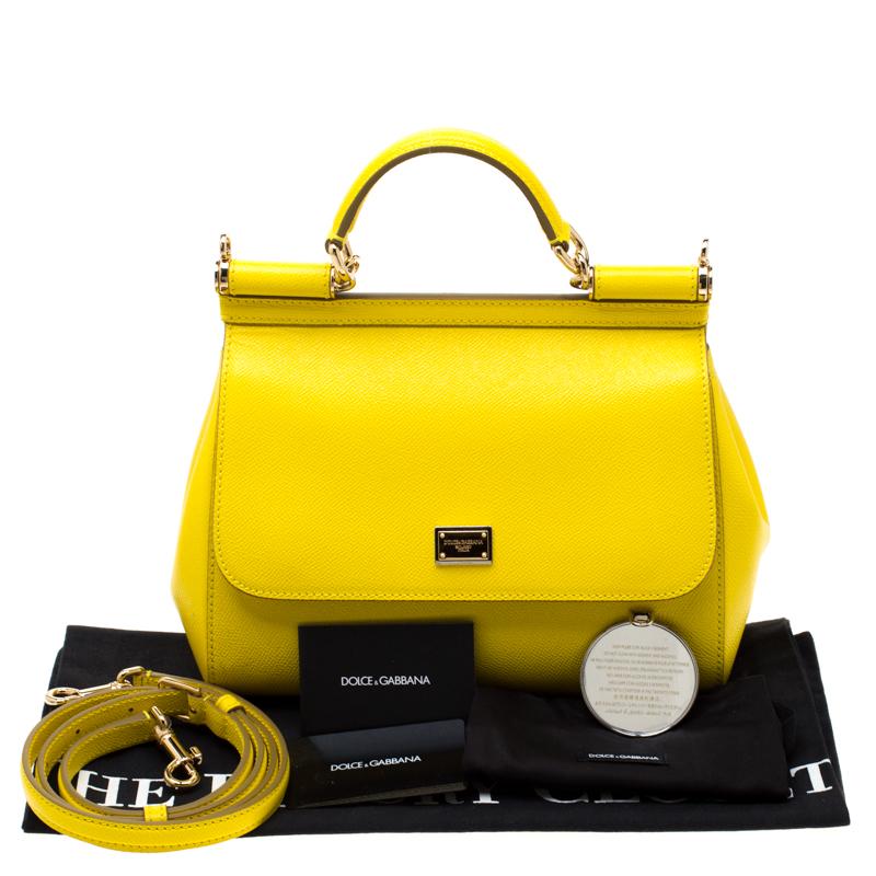 Dolce and Gabbana Yellow Leather Medium Miss Sicily Tote 7