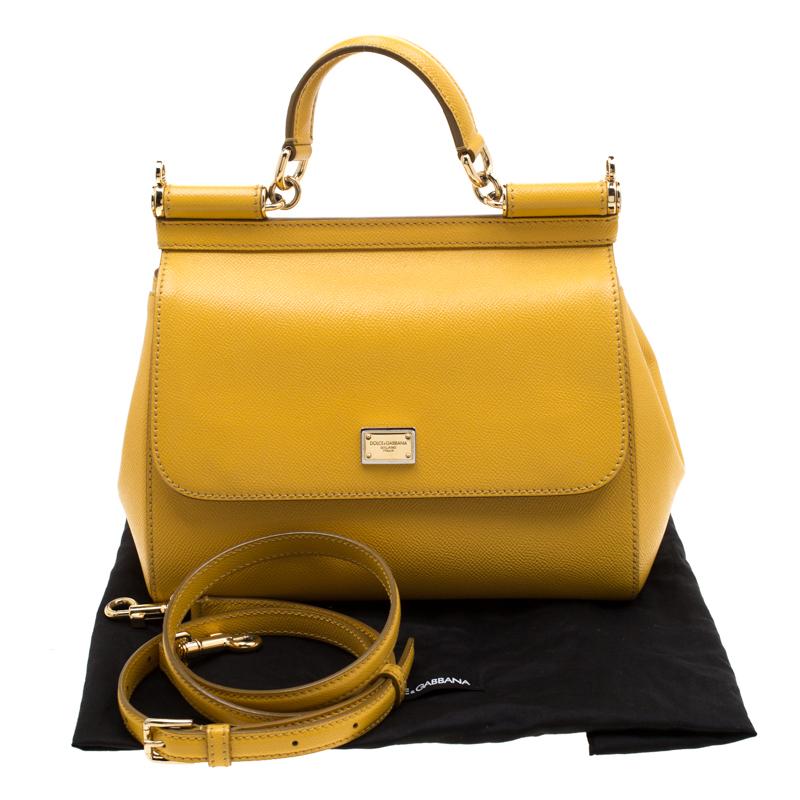 Dolce and Gabbana Yellow Leather Medium Miss Sicily Tote 7