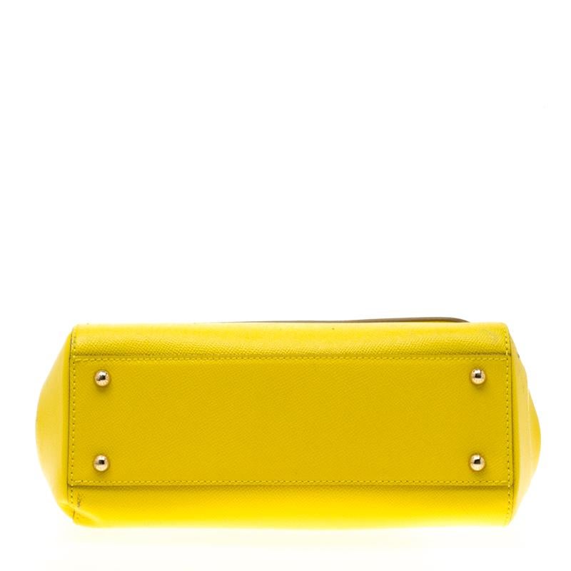 Dolce and Gabbana Yellow Leather Medium Miss Sicily Tote 1