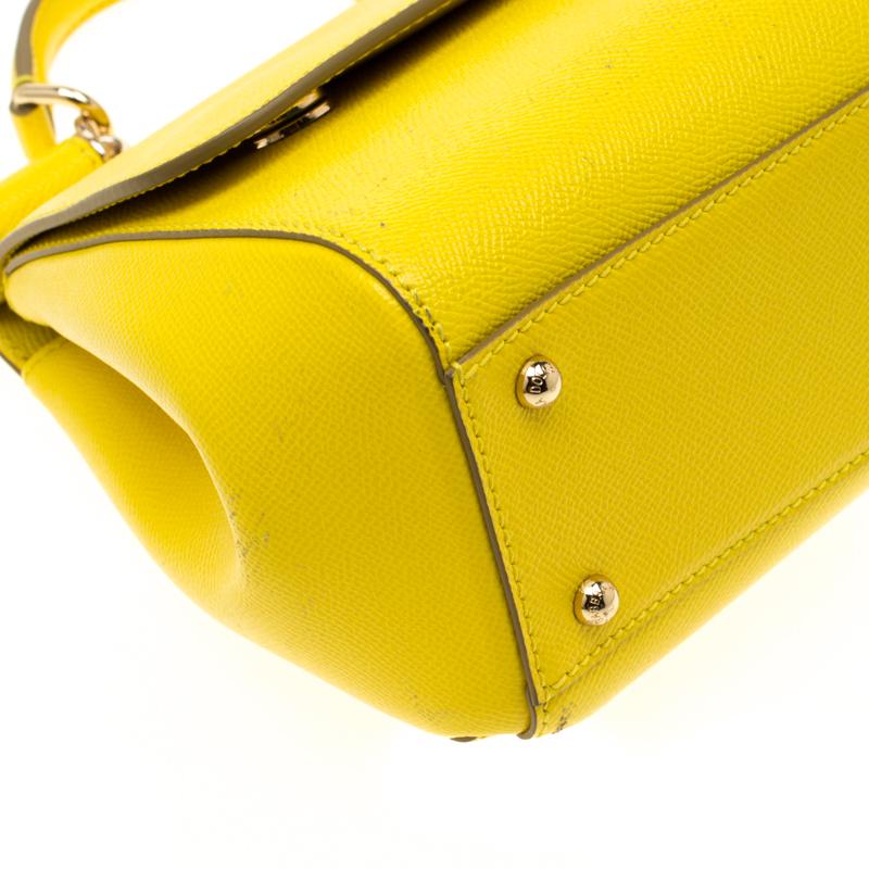Dolce and Gabbana Yellow Leather Medium Miss Sicily Tote 2