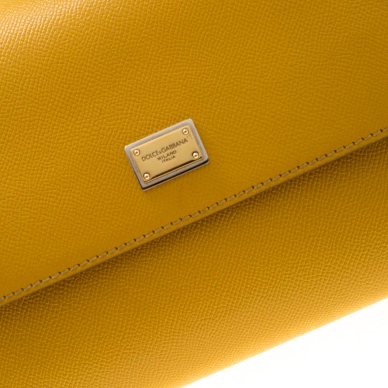 Dolce and Gabbana Yellow Leather Medium Miss Sicily Tote 4