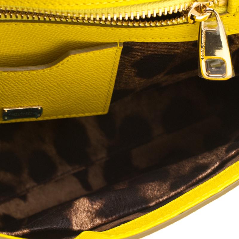 Dolce and Gabbana Yellow Leather Medium Miss Sicily Tote 5