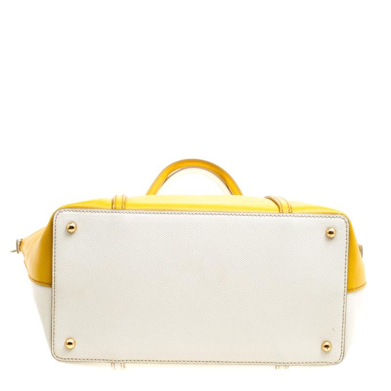 Dolce and Gabbana Yellow/Off White Leather Miss Escape Tote 2