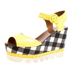 Dolce and Gabbana Yellow Patent Leather Bubble Sole Sandals Size 38.5