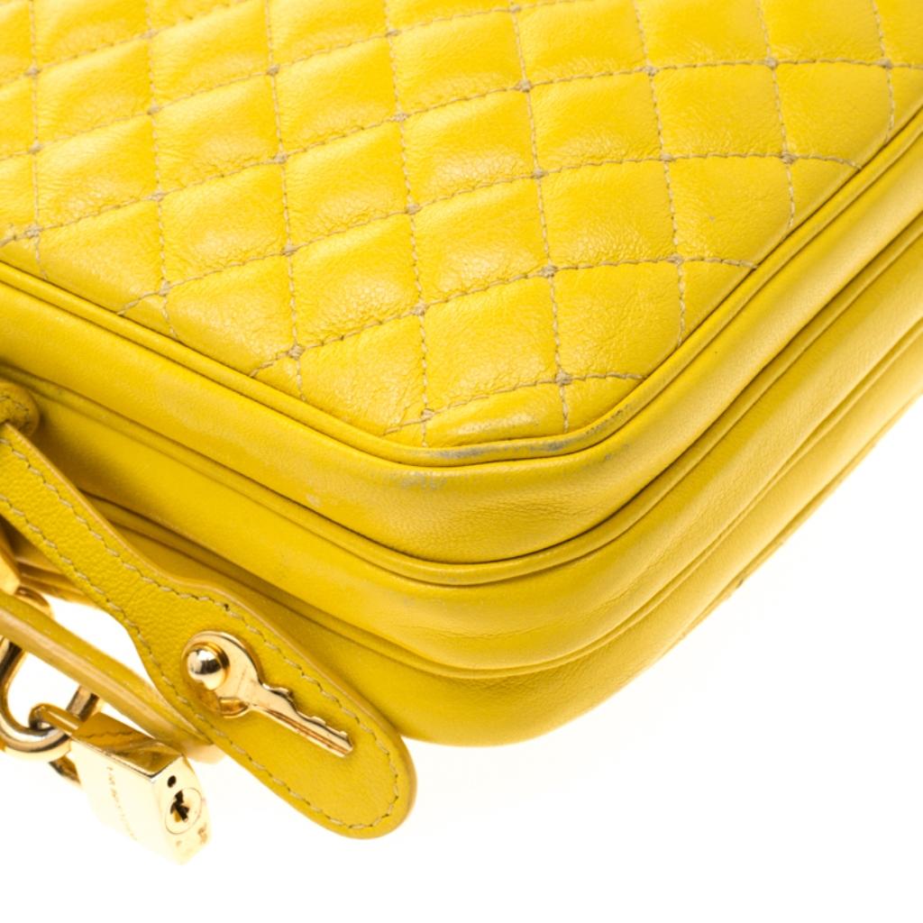 Dolce and Gabbana Yellow Quilted Leather Crossbody Bag 6