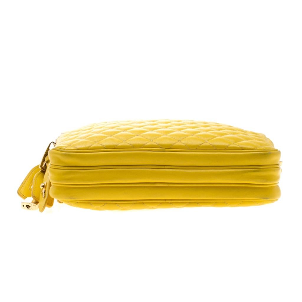 Dolce and Gabbana Yellow Quilted Leather Crossbody Bag 1