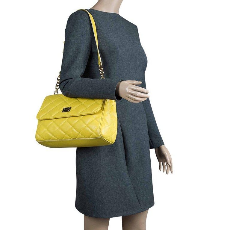 Dolce and Gabbana Yellow Quilted Leather Miss Kate Shoulder Bag For