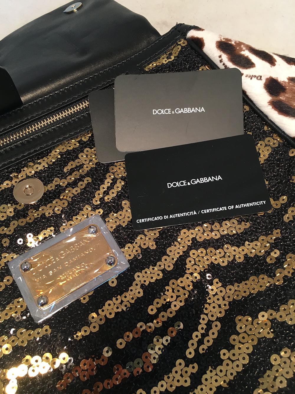 Dolce and Gabbana Zebra Sequin and Leopard Print Fur Miss Sicily Bag  3