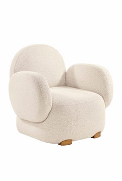 Dolce Armchair Ivory with Plush Boucle Fabric by Matteo Cibic