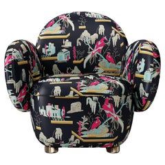 Dolce Armchair with Plush Black Pink Dedar Fabric by Matteo Cibic