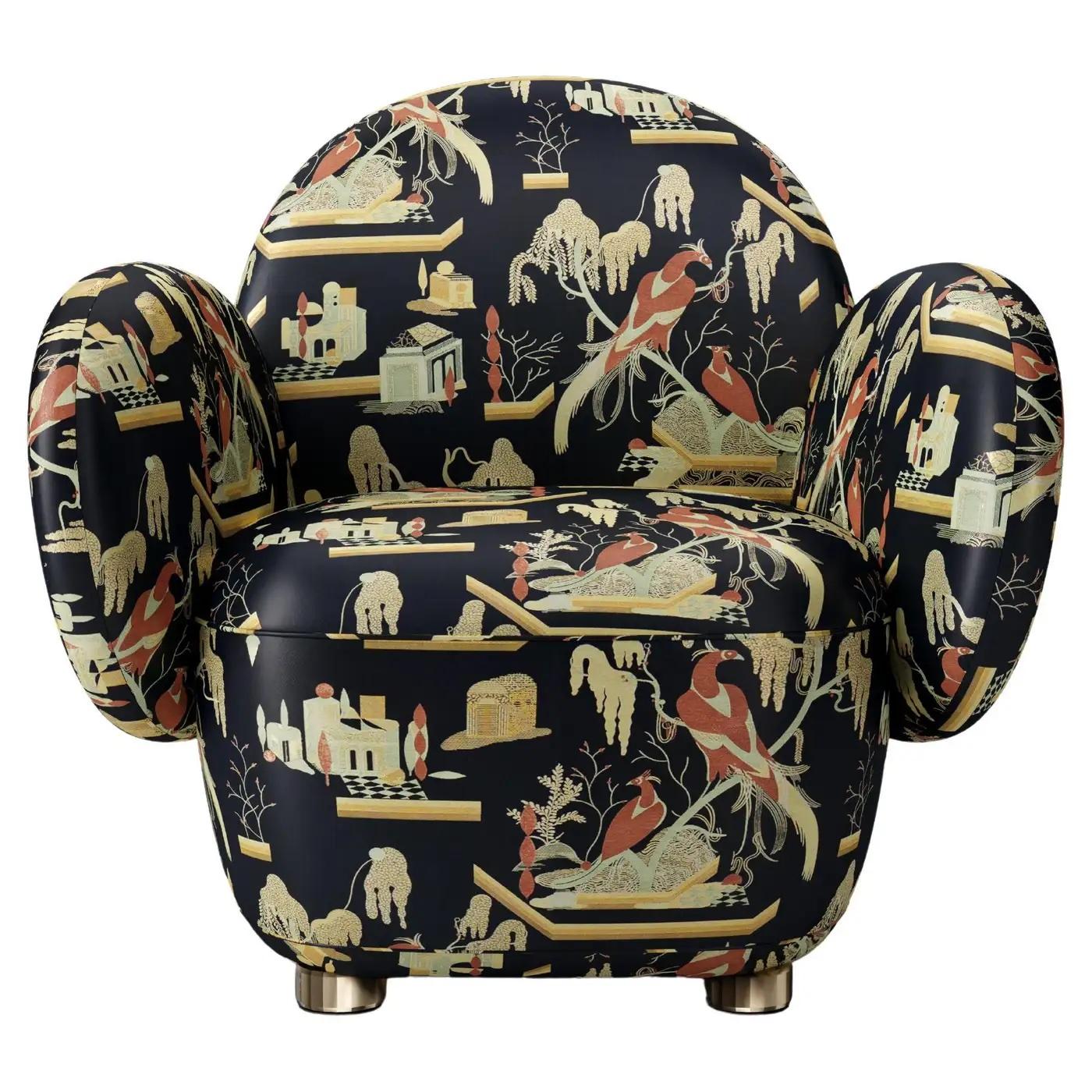 Dolce Armchair with Plush Dedar Fabric by Matteo Cibic In New Condition For Sale In Kolkata, IN