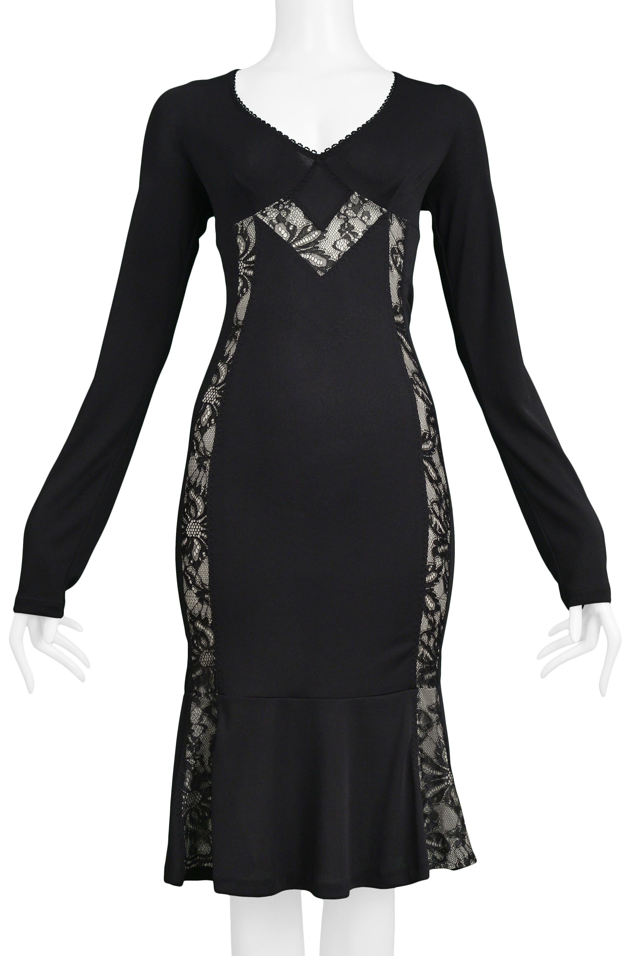 Dolce D&G Black Lace Panel Body Con Dress In Excellent Condition For Sale In Los Angeles, CA