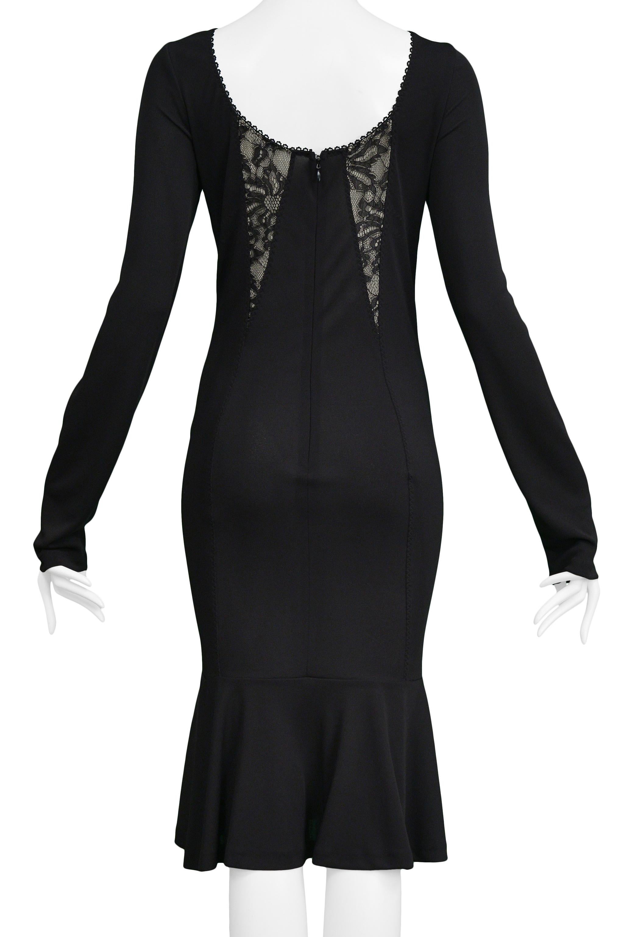 Women's Dolce D&G Black Lace Panel Body Con Dress For Sale